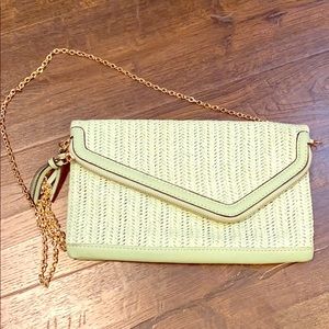 Crossbody Clutch Light Blue Straw Raffia
